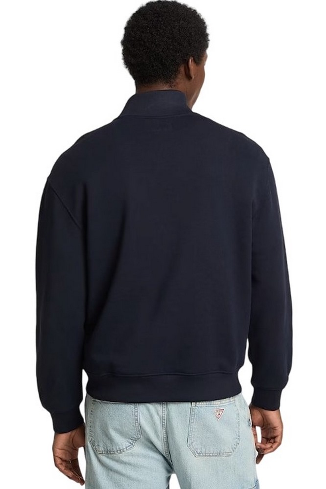 GUESS JEANS HALF ZIP REG EMBRO SWEAT ΜΠΛΟΥΖΑ ΦΟΥΤΕΡ ΑΝΔΡΙΚΗ DARK NAVY