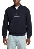 GUESS JEANS HALF ZIP REG EMBRO SWEAT ΜΠΛΟΥΖΑ ΦΟΥΤΕΡ ΑΝΔΡΙΚΗ DARK NAVY