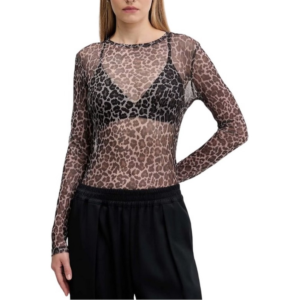 TOMMY JEANS  SLIM AOP MESH LS TOP EXT ΜΠΛΟΥΖΑ ΓΥΝΑΙΚΕΙΑ LEOPARD