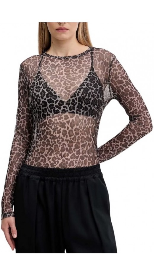 TOMMY JEANS  SLIM AOP MESH LS TOP EXT ΜΠΛΟΥΖΑ ΓΥΝΑΙΚΕΙΑ LEOPARD