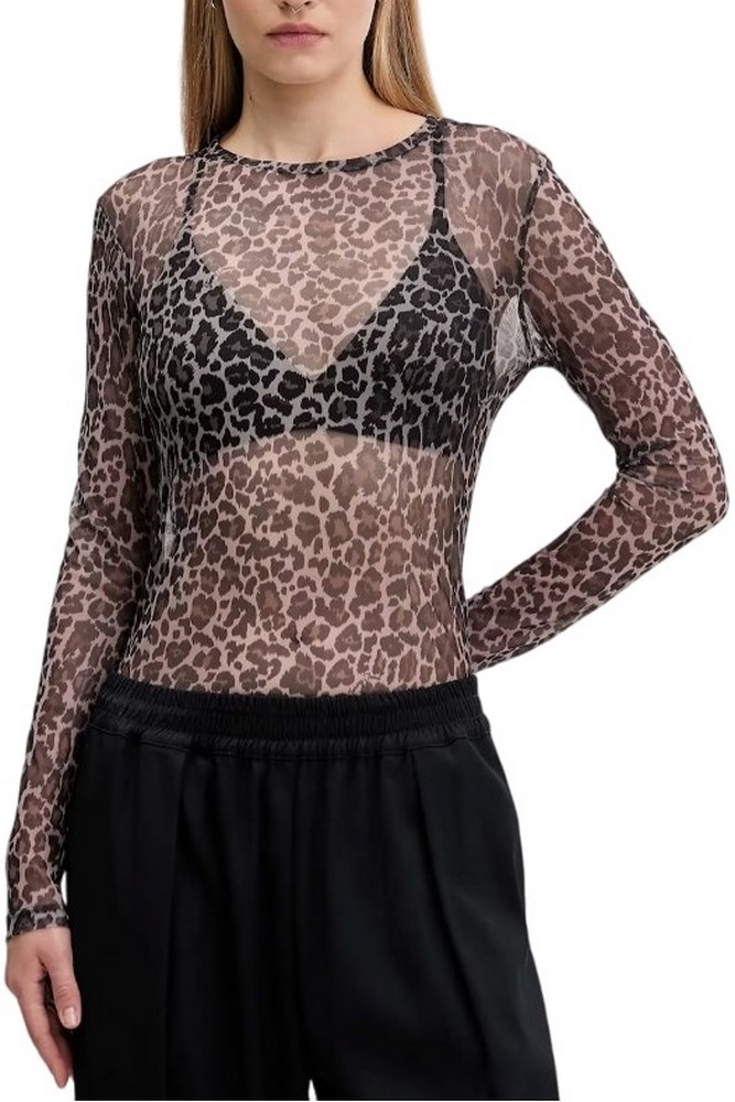 TOMMY JEANS  SLIM AOP MESH LS TOP EXT ΜΠΛΟΥΖΑ ΓΥΝΑΙΚΕΙΑ LEOPARD