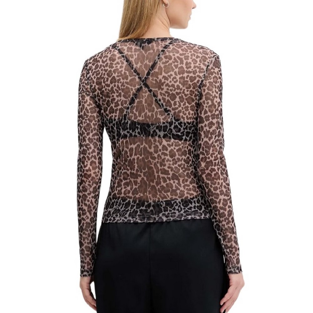 TOMMY JEANS  SLIM AOP MESH LS TOP EXT ΜΠΛΟΥΖΑ ΓΥΝΑΙΚΕΙΑ LEOPARD