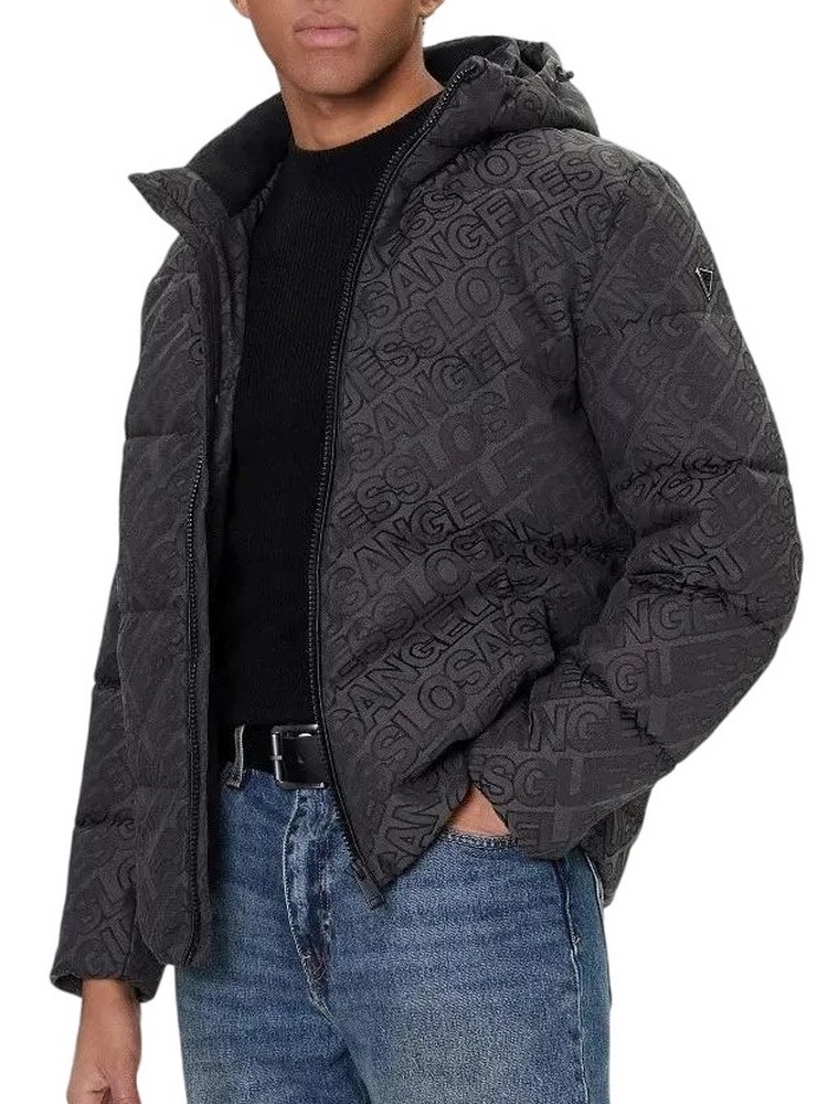 GUESS ALLOVER LOGO PUFFA JACKET ΜΠΟΥΦΑΝ ΑΝΔΡΙΚΟ BLACK
