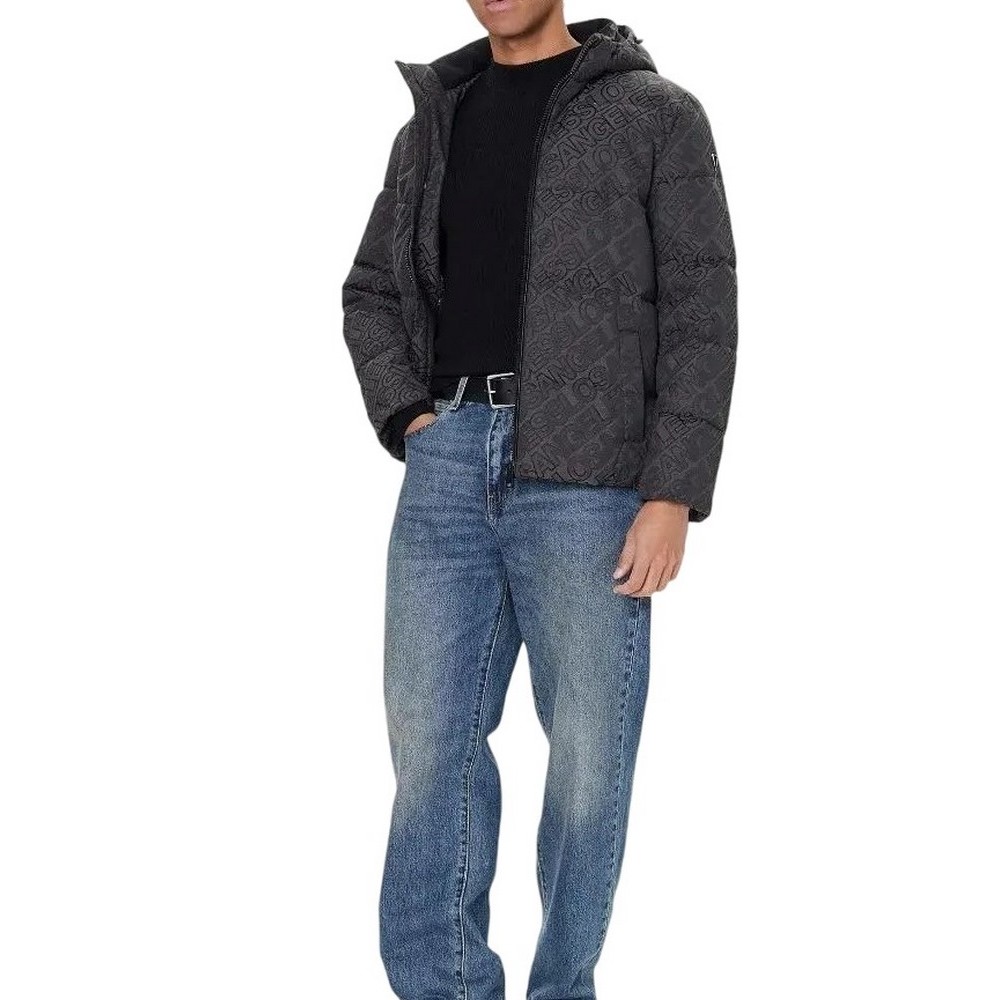 GUESS ALLOVER LOGO PUFFA JACKET ΜΠΟΥΦΑΝ ΑΝΔΡΙΚΟ BLACK