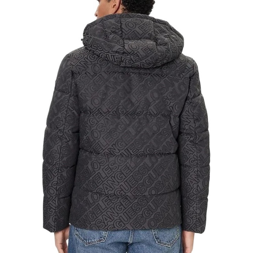 GUESS ALLOVER LOGO PUFFA JACKET ΜΠΟΥΦΑΝ ΑΝΔΡΙΚΟ BLACK