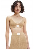 CALVIN KLEIN JEANS BADGE KNITTED BRALETTE ΤΟΠ ΓΥΝΑΙΚΕΙΟ BEIGE