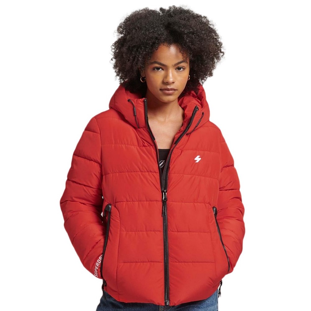 SUPERDRY ΜΠΟΥΦΑΝ HOODED SPIRIT SPORTS PUFFER ΓΥΝΑΙΚΕΙΟ RED