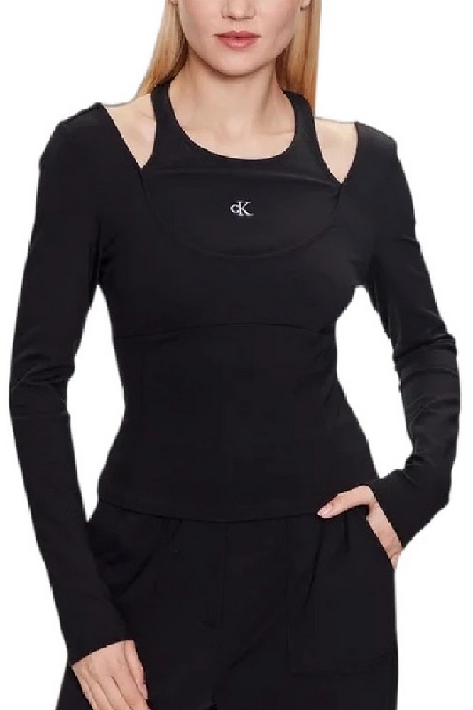 CALVIN KLEIN JEANS DOOBLE LAYER MILANO LONG SLEEVE ΜΠΛΟΥΖΑ ΓΥΝΑΙΚΕΙΑ BLACK