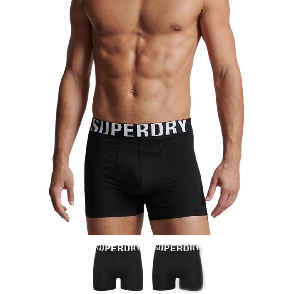 ΕΣΩΡΟΥΧΟ D1 SDRY TRUNK DUAL LOGO DOUBLE PACK ΑΝΔΡΙΚΟ SUPERDRY BLACK