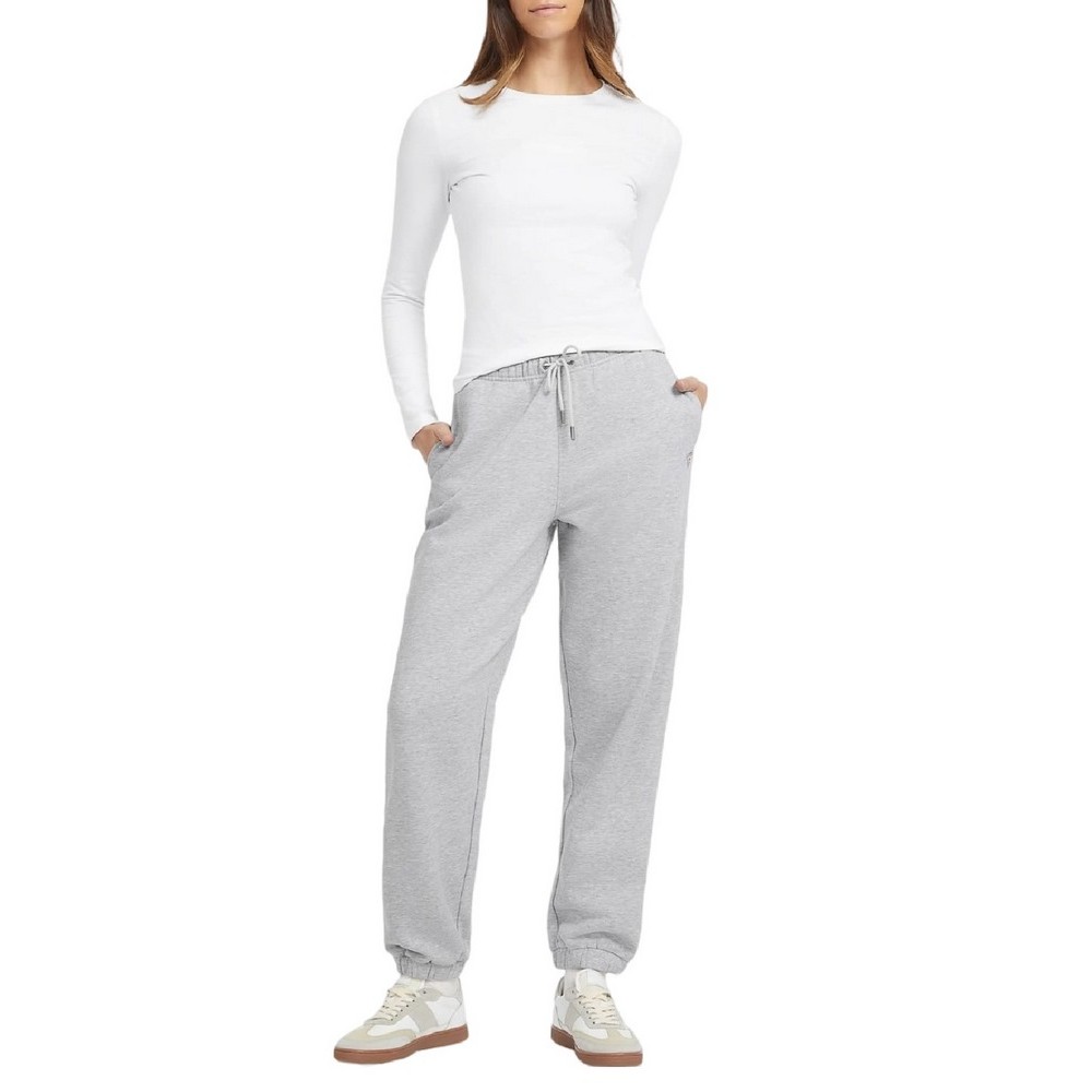 GUESS JEANS  LS CN SLIM LOGO EMB TEE ΜΠΛΟΥΖΑ ΓΥΝΑΙΚΕΙΑ WHITE