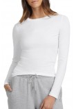 GUESS JEANS  LS CN SLIM LOGO EMB TEE ΜΠΛΟΥΖΑ ΓΥΝΑΙΚΕΙΑ WHITE