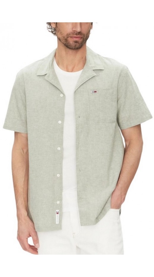 TOMMY JEANS LINEN BLEND CAMP SS EXT ΠΟΥΚΑΜΙΣΟ ΑΝΔΡΙΚΟ GREEN