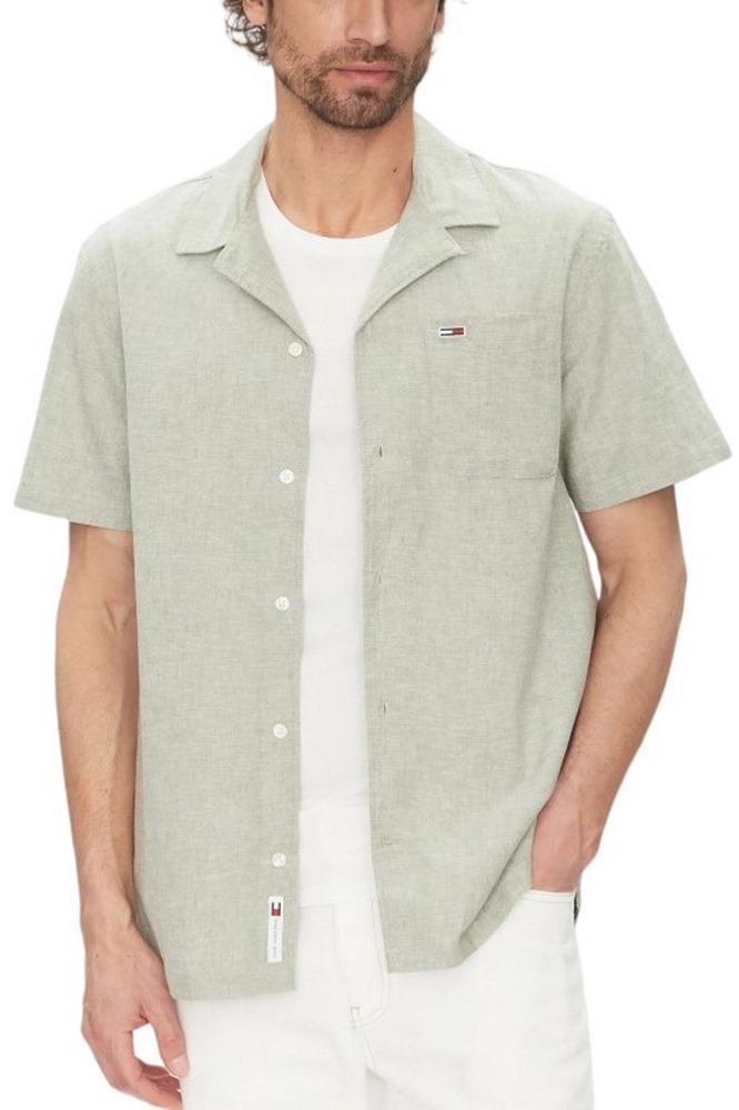 TOMMY JEANS LINEN BLEND CAMP SS EXT ΠΟΥΚΑΜΙΣΟ ΑΝΔΡΙΚΟ GREEN