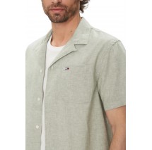 TOMMY JEANS LINEN BLEND CAMP SS EXT ΠΟΥΚΑΜΙΣΟ ΑΝΔΡΙΚΟ GREEN