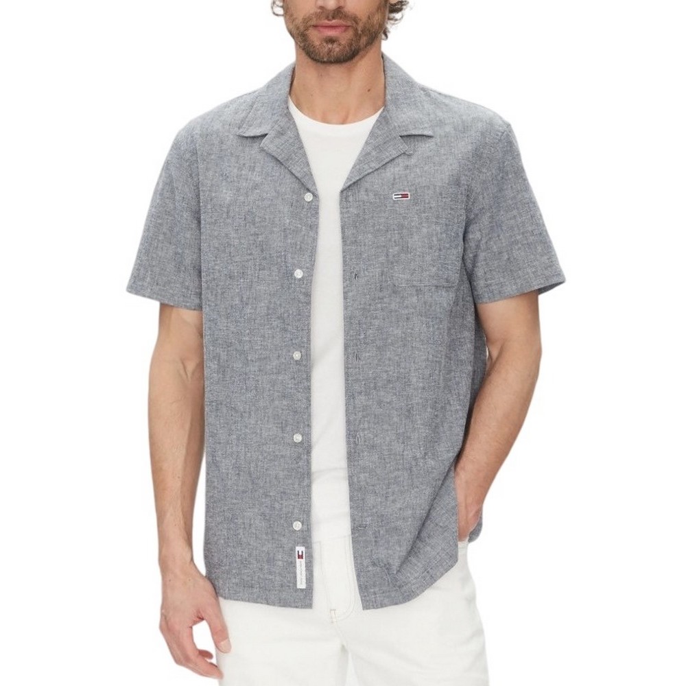 TOMMY JEANS LINEN BLEND CAMP SS EXT ΠΟΥΚΑΜΙΣΟ ΑΝΔΡΙΚΟ DARK NAVY