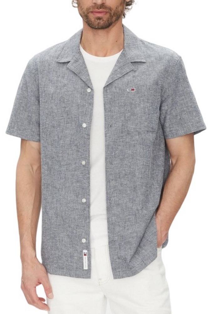 TOMMY JEANS LINEN BLEND CAMP SS EXT ΠΟΥΚΑΜΙΣΟ ΑΝΔΡΙΚΟ DARK NAVY