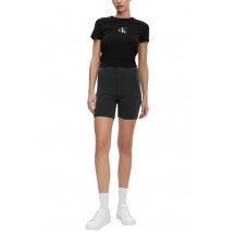CALVIN KLEIN JEANS WASHED WOVEN LABEL RIB SHORTS ΚΟΛΑΝ  ΓΥΝΑΙΚΕΙΟ WASHED BLACK