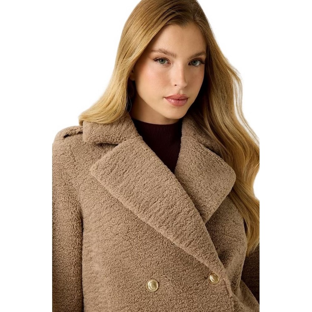 GUESS LAILA FAUX FUR BONDED COAT ΠΑΛΤΟ ΓΥΝΑΙΚΕΙΟ BEIGE