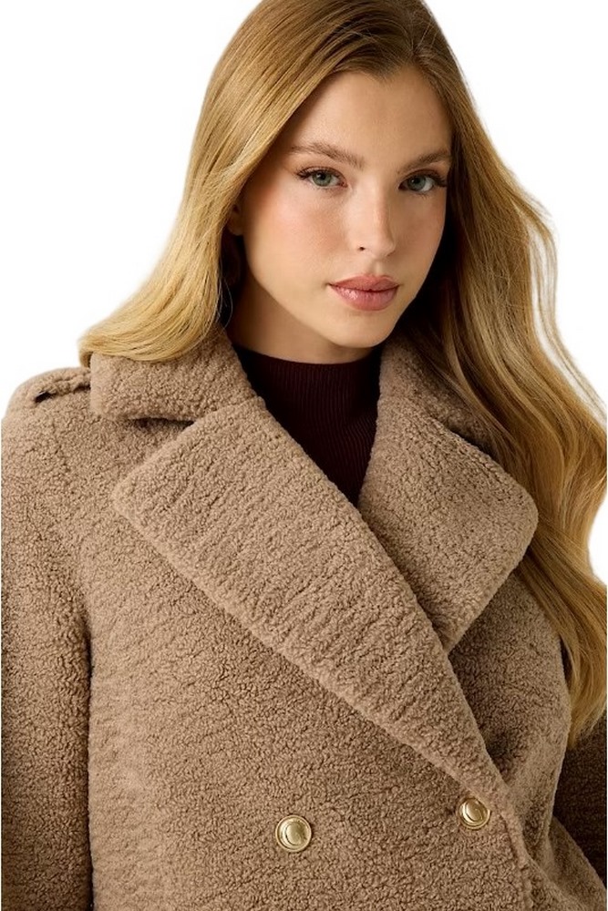 GUESS LAILA FAUX FUR BONDED COAT ΠΑΛΤΟ ΓΥΝΑΙΚΕΙΟ BEIGE