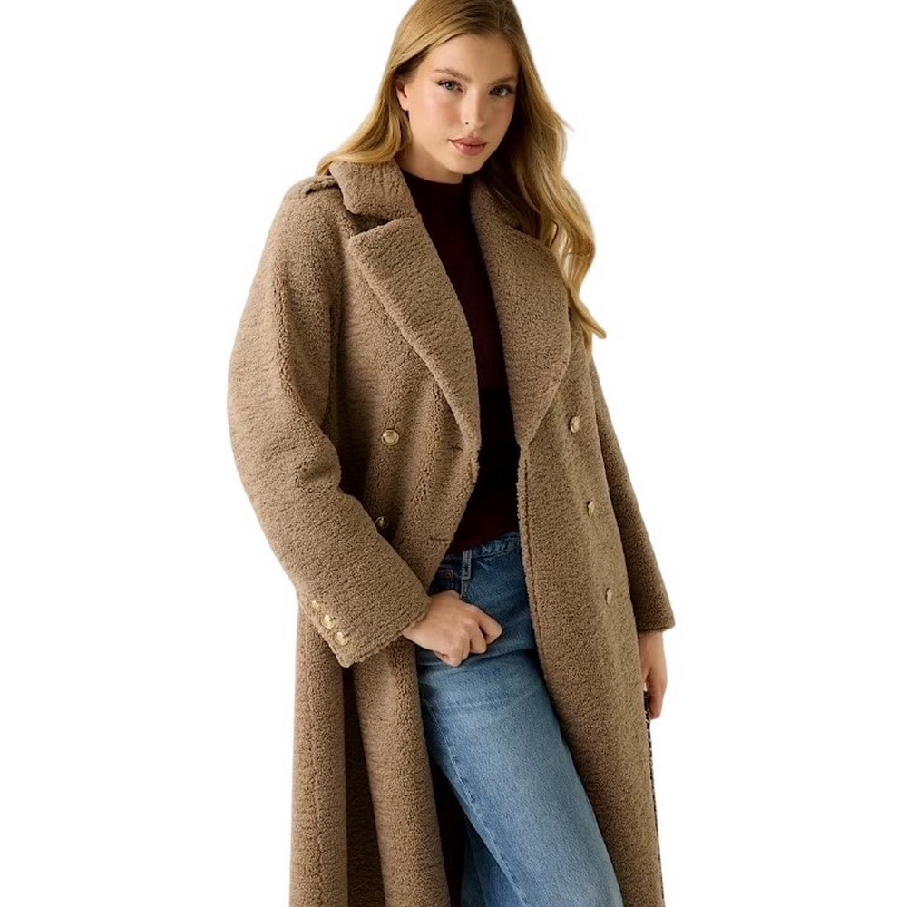 GUESS LAILA FAUX FUR BONDED COAT ΠΑΛΤΟ ΓΥΝΑΙΚΕΙΟ BEIGE