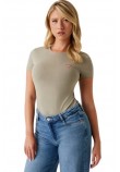 GUESS CN MINI TRIANGLE TEE T-SHIRT ΜΠΛΟΥΖΑ ΓΥΝΑΙΚΕΙΑ KHAKI