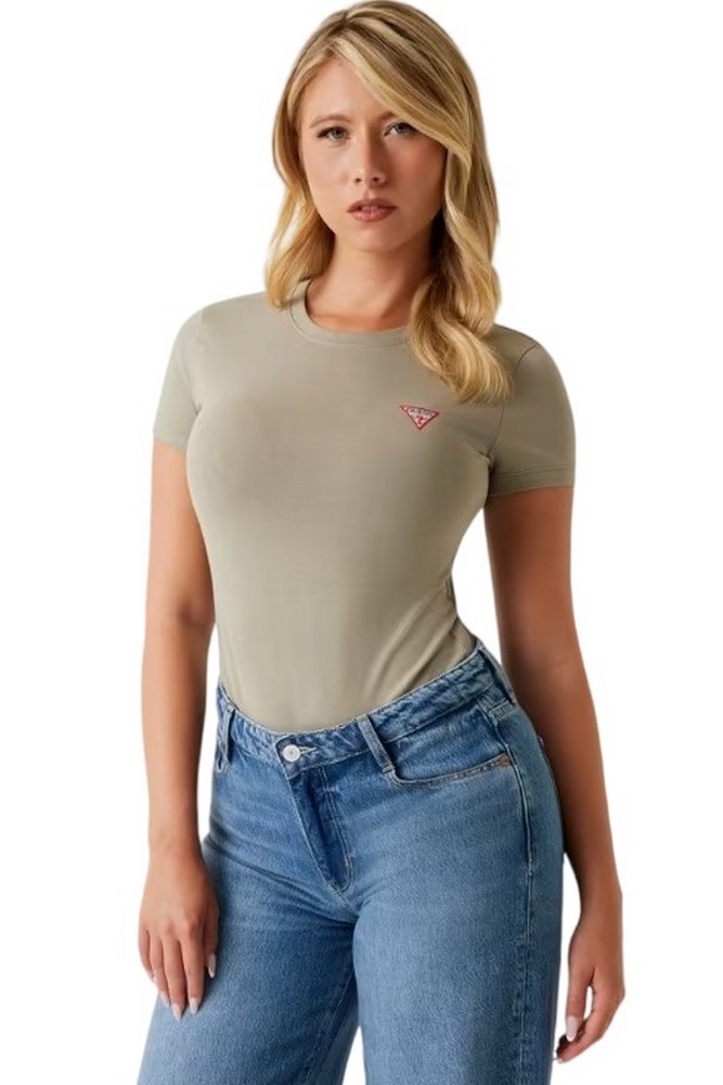 GUESS CN MINI TRIANGLE TEE T-SHIRT ΜΠΛΟΥΖΑ ΓΥΝΑΙΚΕΙΑ KHAKI