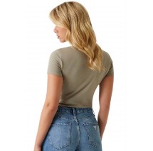 GUESS CN MINI TRIANGLE TEE T-SHIRT ΜΠΛΟΥΖΑ ΓΥΝΑΙΚΕΙΑ KHAKI