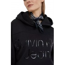 CALVIN KLEIN JEANS SHINY INSTITUTIONAL HOODIE ΜΠΛΟΥΖΑ ΦΟΥΤΕΡ ΓΥΝΑΙΚΕΙΑ BLACK