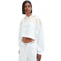 CALVIN KLEIN JEANS SHINY INSTITUTIONAL HOODIE ΜΠΛΟΥΖΑ ΦΟΥΤΕΡ ΓΥΝΑΙΚΕΙΑ WHITE