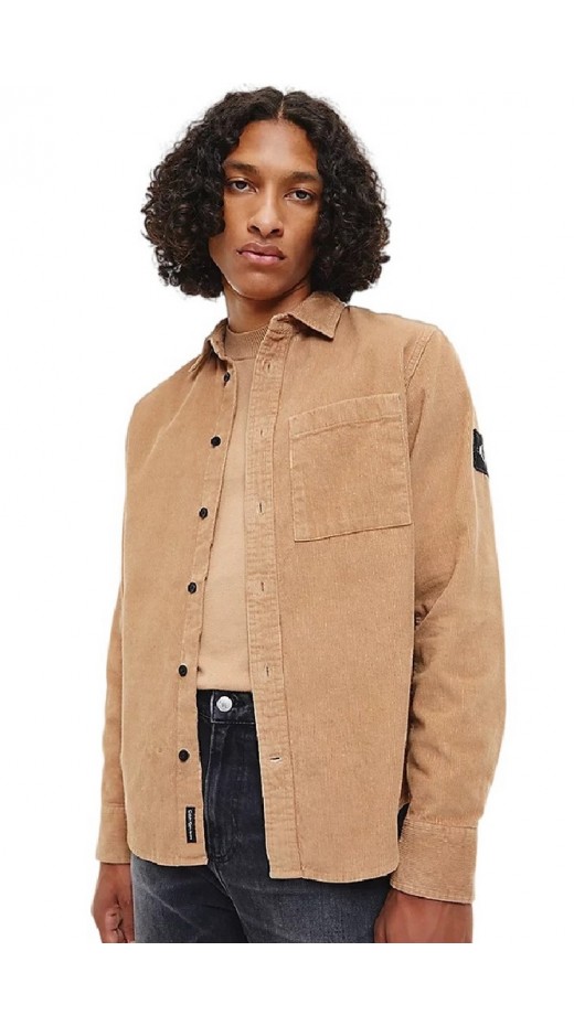 CALVIN KLEIN JEANS MONOLOGO BADGE CORDUROY SHIRT ΠΟΥΚΑΜΙΣΟ ΑΝΔΡΙΚΟ BEIGE