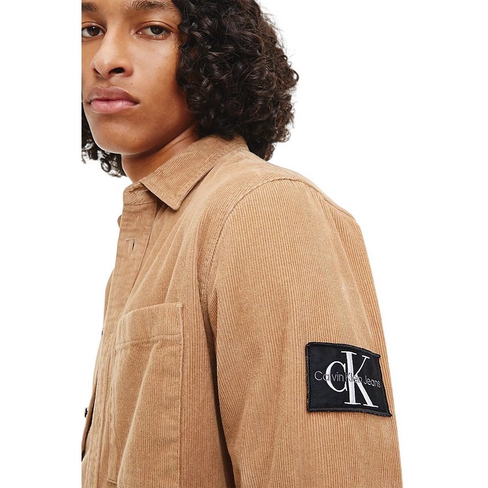 CALVIN KLEIN JEANS MONOLOGO BADGE CORDUROY SHIRT ΠΟΥΚΑΜΙΣΟ ΑΝΔΡΙΚΟ BEIGE