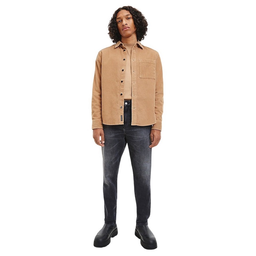 CALVIN KLEIN JEANS MONOLOGO BADGE CORDUROY SHIRT ΠΟΥΚΑΜΙΣΟ ΑΝΔΡΙΚΟ BEIGE