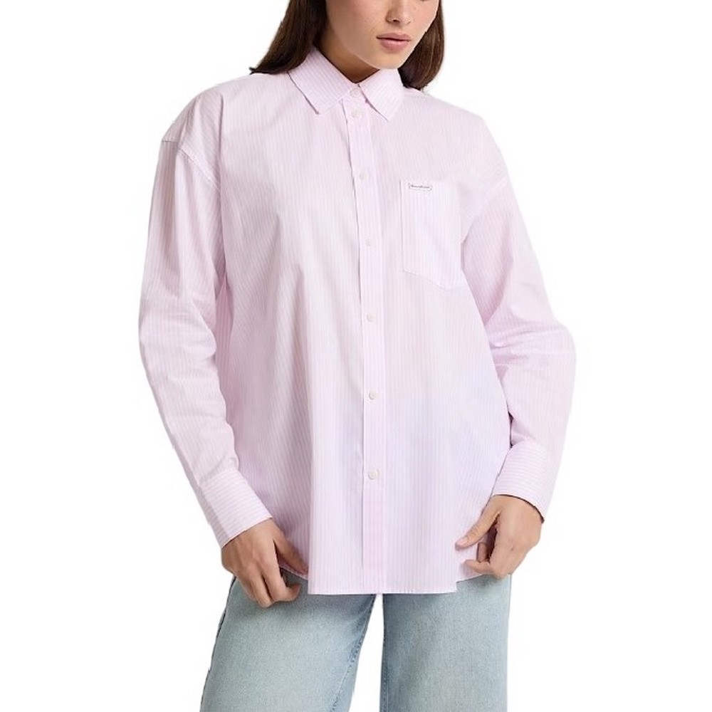 GUESS JEANS LS OVERSIZE POCKETS SHIRT ΠΟΥΚΑΜΙΣΟ ΓΥΝΑΙΚΕΙΟ PINK