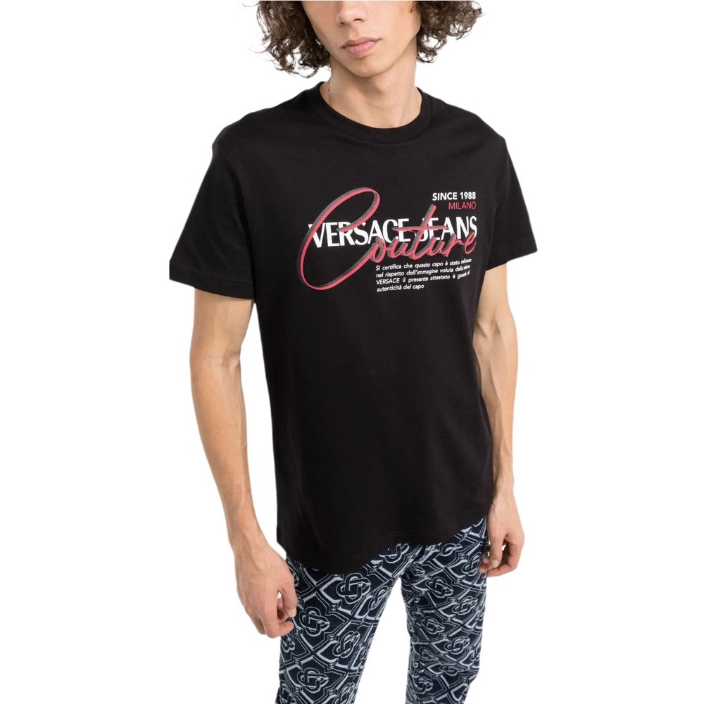 T-SHIRT PRINTED LOGO ΑΝΔΡΙΚΟ VERSACE JEANS COUTURE BLACK T-SHIRT PRINTED LOGO ΑΝΔΡΙΚΟ VERSACE JEANS COUTURE BLACK