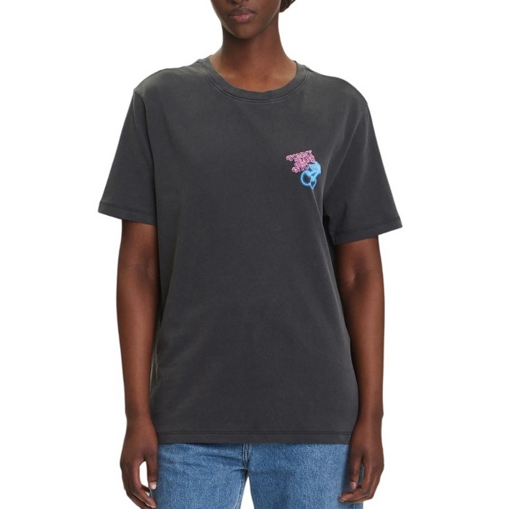 TOMMY JEANS RLX NEON SS TEE EXT T-SHIRT ΜΠΛΟΥΖΑ ΓΥΝΑΙΚΕΙΑ WASHED BLACK