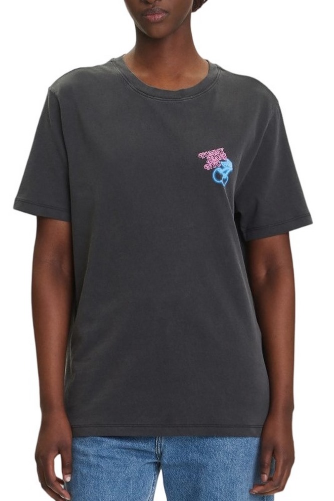 TOMMY JEANS RLX NEON SS TEE EXT T-SHIRT ΜΠΛΟΥΖΑ ΓΥΝΑΙΚΕΙΑ WASHED BLACK