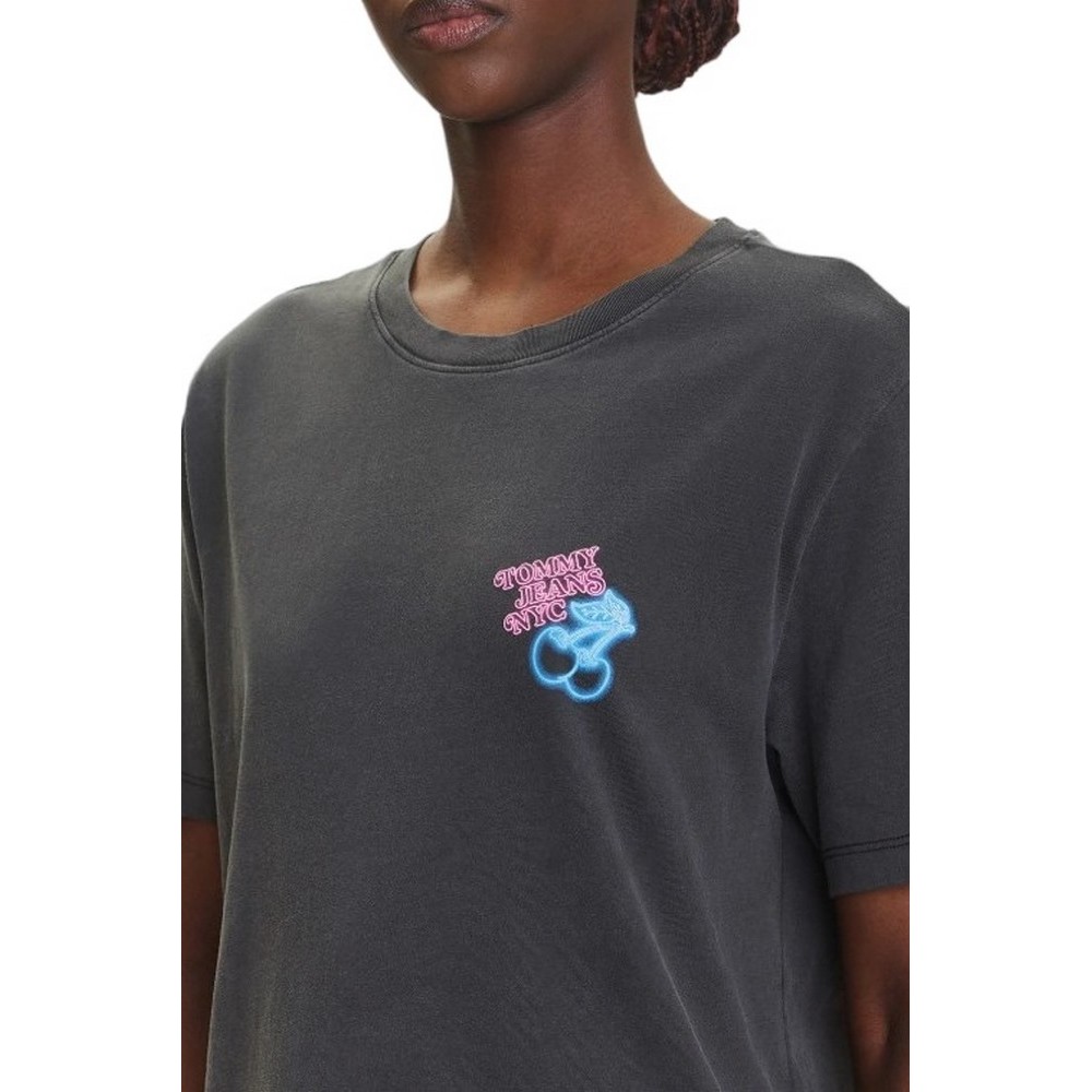TOMMY JEANS RLX NEON SS TEE EXT T-SHIRT ΜΠΛΟΥΖΑ ΓΥΝΑΙΚΕΙΑ WASHED BLACK
