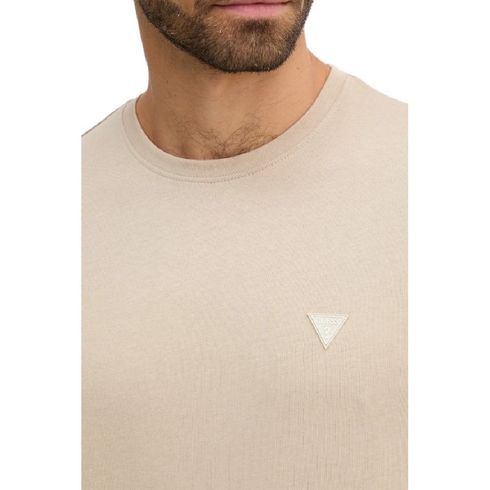 GUESS CN PATCH TEE T-SHIRT ΜΠΛΟΥΖΑ ΑΝΔΡΙΚΗ BEIGE