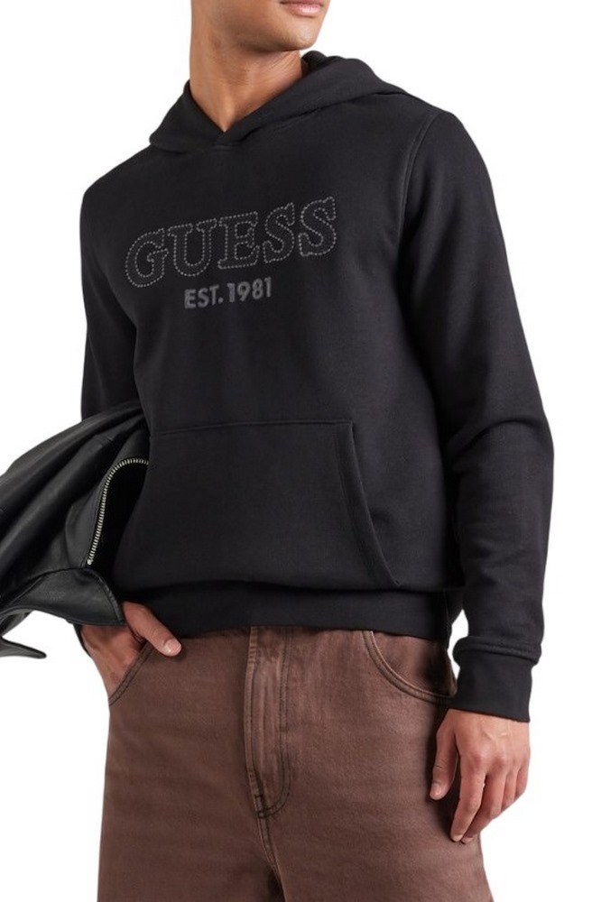 GUESS BEAU HOODIE SWEATSHIRT ΦΟΥΤΕΡ ΑΝΔΡΙΚΟ BLACK