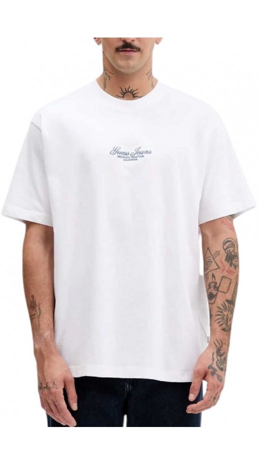 GUESS JEANSCN SS OS TEE T-SHIRT  ΜΠΛΟΥΖΑ ΑΝΔΡΙΚΗ WHITE