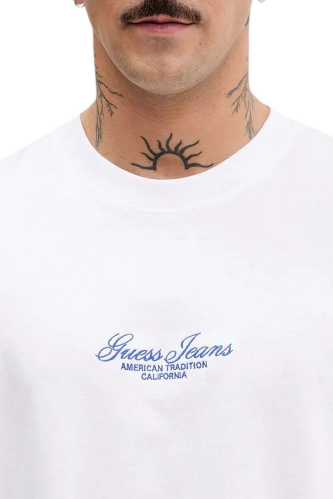 GUESS JEANSCN SS OS TEE T-SHIRT  ΜΠΛΟΥΖΑ ΑΝΔΡΙΚΗ WHITE