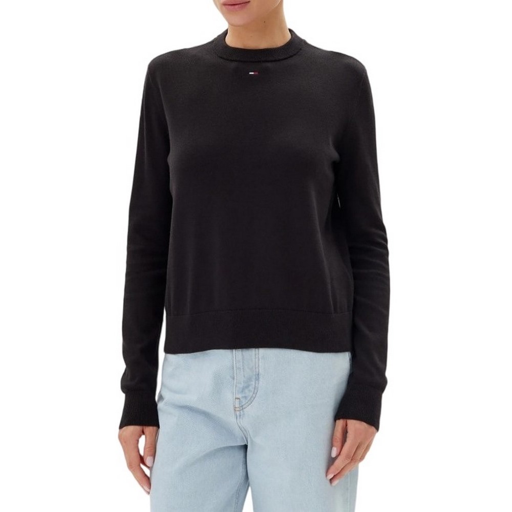 TOMMY JEANS ESSENTIAL CREW SWEATER EXT ΜΠΛΟΥΖΑ ΠΛΕΚΤΗ ΓΥΝΑΙΚΕΙΑ BLACK
