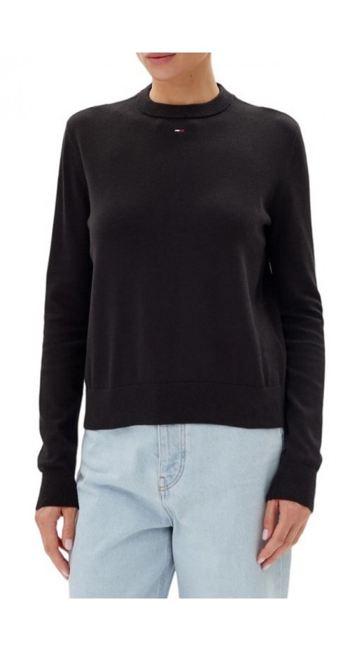 TOMMY JEANS ESSENTIAL CREW SWEATER EXT ΜΠΛΟΥΖΑ ΠΛΕΚΤΗ ΓΥΝΑΙΚΕΙΑ BLACK