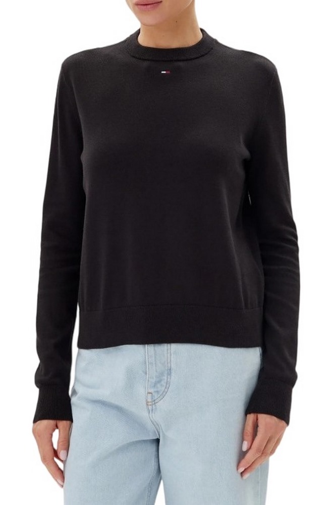 TOMMY JEANS ESSENTIAL CREW SWEATER EXT ΜΠΛΟΥΖΑ ΠΛΕΚΤΗ ΓΥΝΑΙΚΕΙΑ BLACK