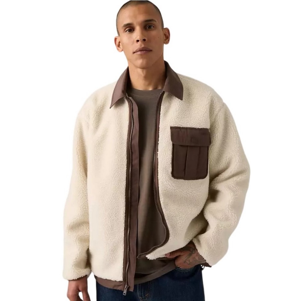 LEVIS JOONIE SHERPA JACKET ΜΠΟΥΦΑΝ ΑΝΔΡΙΚΟ ECRU