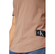 CALVIN KLEIN JEANS BADGE TURN UP SLEEVE  T-SHIRT ΑΝΤΡΙΚΟ BROWN