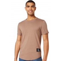 CALVIN KLEIN JEANS BADGE TURN UP SLEEVE  T-SHIRT ΑΝΤΡΙΚΟ BROWN