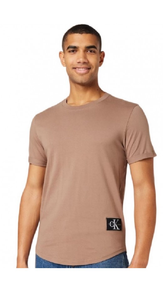 CALVIN KLEIN JEANS BADGE TURN UP SLEEVE  T-SHIRT ΑΝΤΡΙΚΟ BROWN