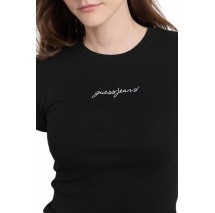 GUESS JEANS SL CN EMBRO SLIM RIB TEE ΜΠΛΟΥΖΑ ΓΥΝΑΙΚΕΙΑ BLACK