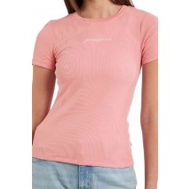 GUESS JEANS SL CN EMBRO SLIM RIB TEE ΜΠΛΟΥΖΑ ΓΥΝΑΙΚΕΙΑ PINK